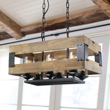 Eriogonum 3-Light 22.5-in Black&Wood Farmhouse Kitchen Island Light