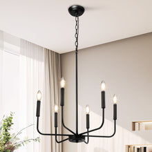 Askrlessi 6-Light 20" Modern Matte Black Chandelier, Candlestick