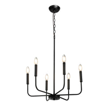 Askrlessi 6-Light 20" Modern Matte Black Chandelier, Candlestick