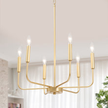 Askrlessi 6-Light 20" Modern Gold Chandelier, Candlestick