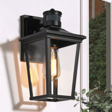 Melanthius 11"H 1-Light Black Dusk to Dawn Motion Sensor Outdoor Wall Light