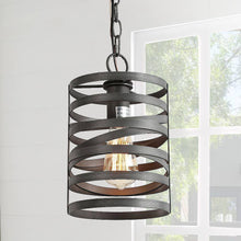 Relampago 1-Light 7" Black Industrial Spiral Pendant Light Fixtures