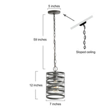 Relampago 1-Light 7" Black Industrial Spiral Pendant Light Fixtures