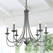 6-Light 28" Modern Industrial Brushed Black Chandelier,Candlestick