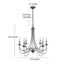 6-Light 28" Modern Industrial Brushed Black Chandelier,Candlestick