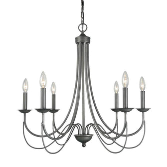 6-Light 28" Modern Industrial Brushed Black Chandelier,Candlestick