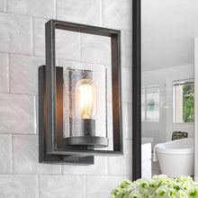 Isangelos 1-Light Modern Black Seeded-Glass Wall Sconces