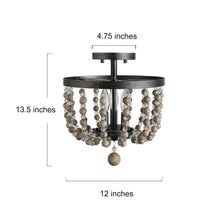 Kaffir 1-Light Mini Wood Semi-Flush-Mount Light