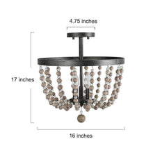 Kaffir 3-Light Small Black Semi-Flush-Mount Light