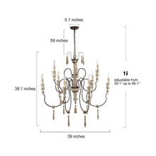 Elizabeth 9-Light Oversized Wood Chandelier