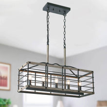 Hypsikalamos 5-Light 26-in Gray&Wood Farmhouse Rectangle Kitchen Island Light