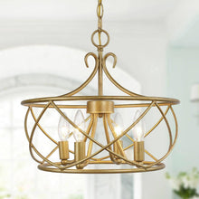 Cemithersia 4-Light 16" Modern Gold Chandelier, Drum Metal Frame