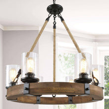 Lontherming 6-Light Medium Wood Chandelier