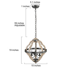 Mablicabi 3-Light Small Wood Chandelier