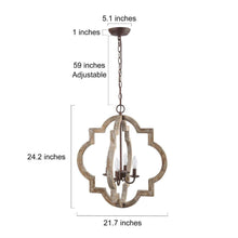 Adrammelech 4-Light Small Wood Farmhouse Pendant Light Fixtures