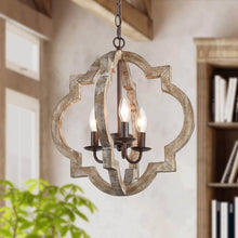 Adrammelech 3-Light 16" Wood Farmhouse Quatrefoil Pendant Light Fixtures