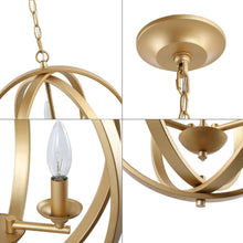 Theophanis 3-Light 16" Modern Minimalist Gold Chandelier, Globe