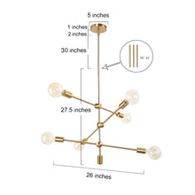 Sorostaric 6-Light 26" Modern Plating Brass Chandelier, Sputnik