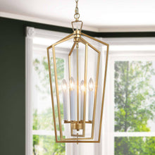 Radishment 4-Light 14" Modern Light-Gold Chandelier, Lantern