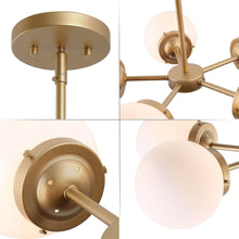 Eleutherius 5-Light 24" Modern Gold Chandelier, Globe Glass Radial