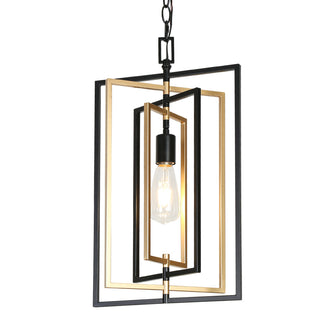 Barry 1-Light 12" Modern Minimalist Black&Gold Chandelier