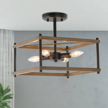 Omayanizeny 4-Light Mini Wood Semi-Flush-Mount Light