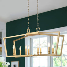 Falkowitz 8-Light 38" Modern Light-Gold Chandelier, Rectangle