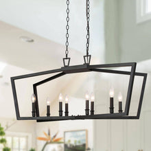 Barry 8-Light 38" Modern Matte Black Chandelier, Rectangle