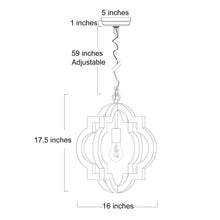 Adrammelech 1-Light 16" Wood Farmhouse Quatrefoil Pendant Light Fixtures