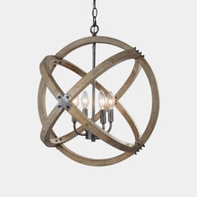 4-Light 20" Wood Chandelier