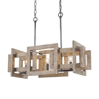 3-Light 22-in Wood Farmhouse Rectangle Kitchen Island Light