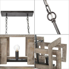 3-Light 22-in Wood Farmhouse Rectangle Kitchen Island Light