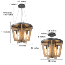 5-Light Small Wood Semi-Flush-Mount Light