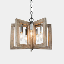 5-Light 14" Wood Chandelier