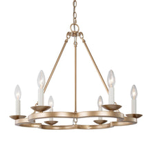 6-Light 23.5" Modern Gold Chandelier, Wagon Wheel