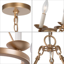 6-Light 23.5" Modern Gold Chandelier, Wagon Wheel