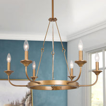 6-Light 27.5" Modern Gold Chandelier, Candlestick