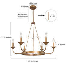 6-Light 27.5" Modern Gold Chandelier, Candlestick