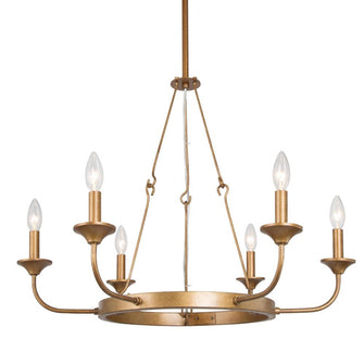 6-Light 27.5" Modern Gold Chandelier, Candlestick