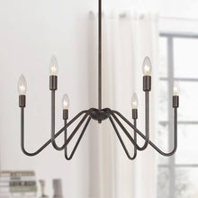 Anasipia 6-Light 25" Modern Rustic Black Chandelier, Candlesticks