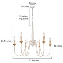 Defmogind 6-Light 30.5" French Country Gold Chandelier, Wood