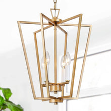 Ophrendon 4-Light 16"Modern Gold Chandelier, Metal Frame, Lantern