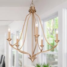 Barry 5-Light 24" Modern Gold Chandelier, Candlestick Lantern