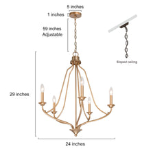 Barry 5-Light 24" Modern Gold Chandelier, Candlestick Lantern