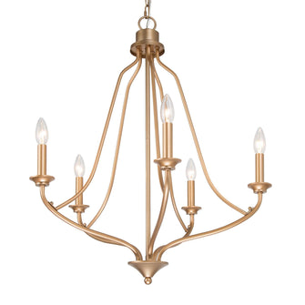 Barry 5-Light 24" Modern Gold Chandelier, Candlestick Lantern