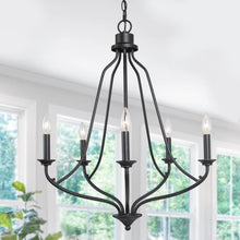 Barry 5-Light 24" Modern Black Chandelier, Candlestick, Lantern