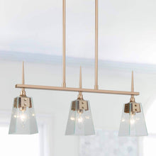 Dendrophylax 3-Light 24-in Gold Modern Linear Kitchen Island Light with Seeded Glass