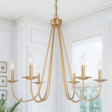 Falkowitz 6-Light 28" Modern Gold Chandelier, Candlesticks