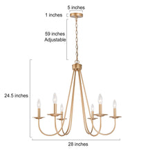 Falkowitz 6-Light 28" Modern Gold Chandelier, Candlesticks