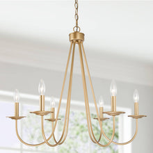 Barry 6-Light 28" Modern Gold Chandelier, Candlestick